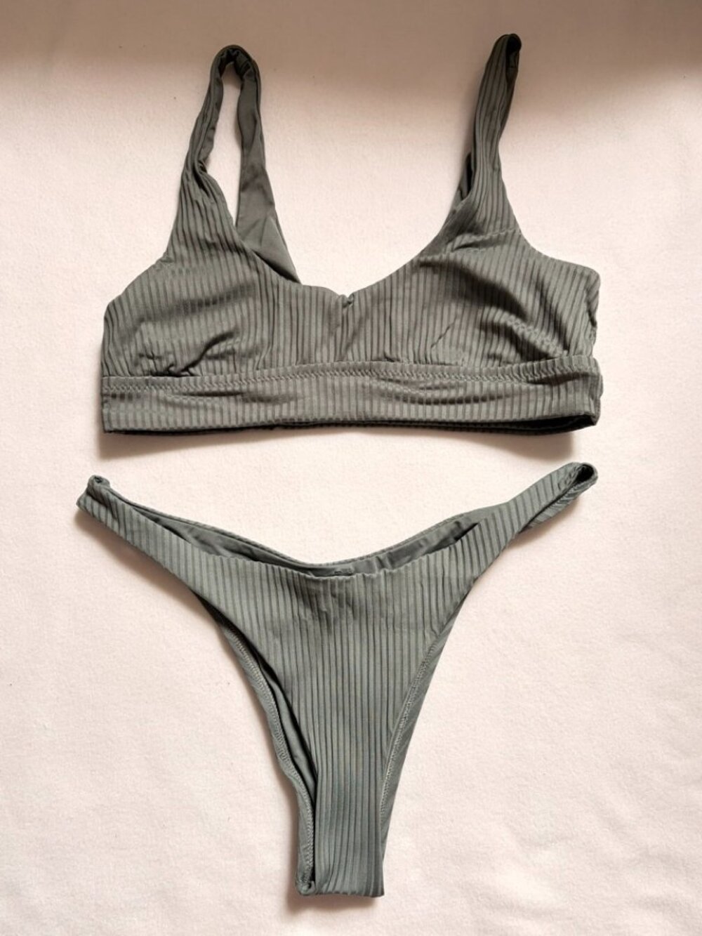Vitamin A Sienna Tank Bikini Top and California High Leg Bottoms - Sea Green, M